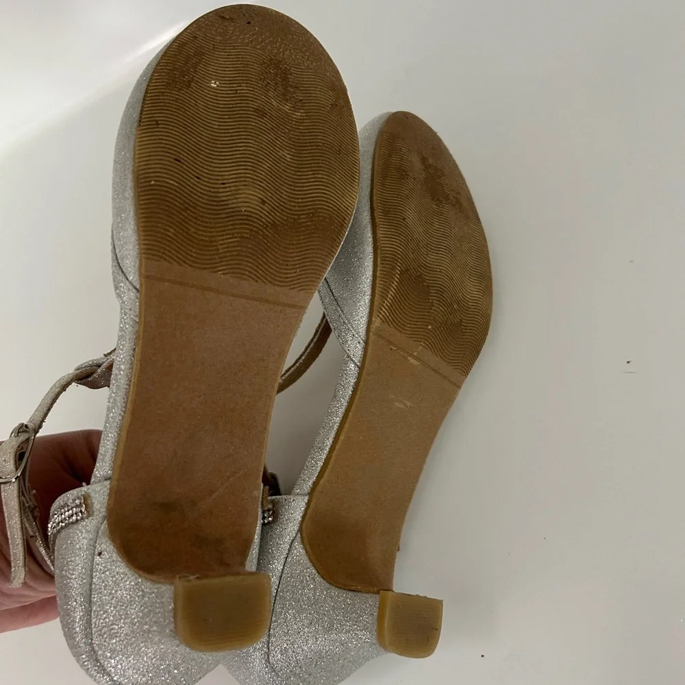 Silver Glitter Dress Shoes with Bow